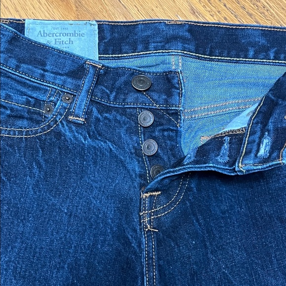 Abercrombie & Fitch Other - A & F Button Fly Slim Straight Thick Strong Warm Denim Blue Jean Mens W/28 L/30